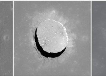 Zawalisko na obszarze morza spokoju (Mare Tranquillitatis) uwiecznione pod różnymi kątami przez orbiter księżycowy LRO (Lunar Reconnaissance Orbiter) (NASAGSFCArizona State University)